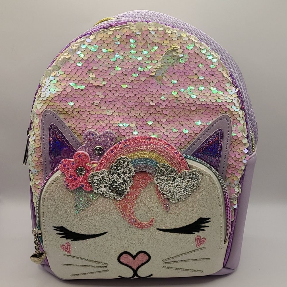 Sequin Glitter Cat Rainbow Mini Backpack